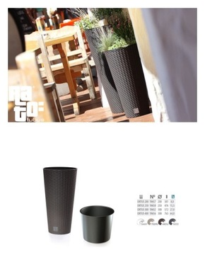 УЛИЧНЫЙ ЦВЕТОЧНЫЙ ВАЗ ИЗ РОТЕГА, АНТРАЦИТ, СО ВСТАВКОЙ, ВЫСОКАЯ КРЫШКА