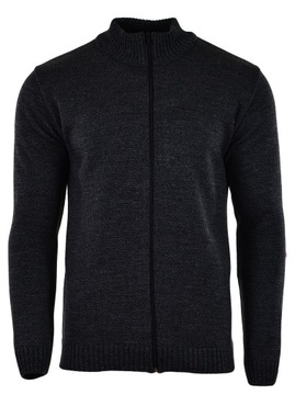 4XL SWETER GŁADKI ROZPINANY CIEMNY MELANŻ DUŻY