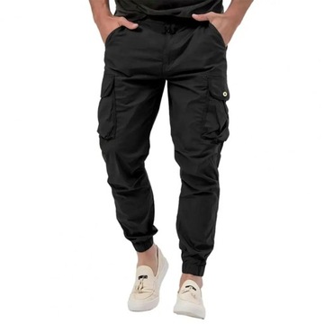 Solid Color Men Trousers Men's Mid Waist Cargo Pan