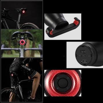 Светодиодный задний велосипедный фонарь ROCKBROS Q5 USB 400 мАч ТОРМОЗНОЙ ДАТЧИК - СТОП