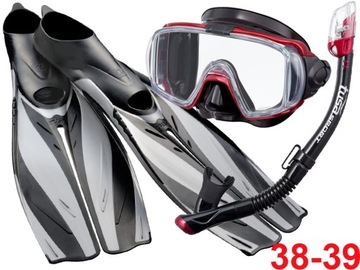 TUSA ZESTAW maska fajka płetwy snorkeling 3-D FF19
