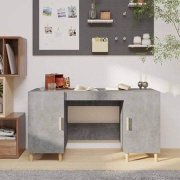 Biurko, szarość betonu, 140x50x75 cm, materiał dr