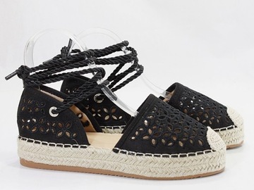 Open Ballerinas Espadrilles Black Openwork 2p 38