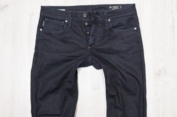 JACK&JONES CLARK JEANS spodnie męskie czarne PREMIUM 32/32 pas 84