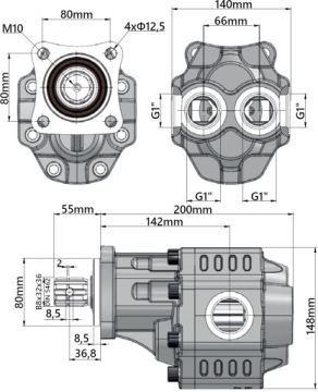 2-ИНПУТНЫЙ НАСОСНЫЙ КОМПЛЕКТ 50см3 + ТРАНСМИССИЯ 97L/M