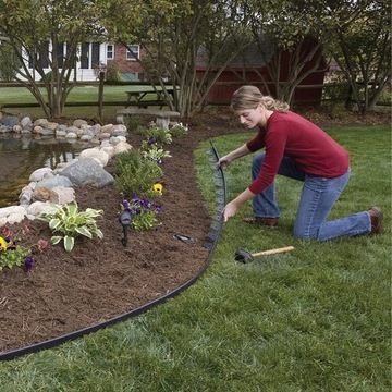 НАБОР САДОВЫХ КРОМОК ГАЗОНА 60x50x20m 30 АНКЕРНЫХ ШТИФТОВ, ЧЕРНЫЙ