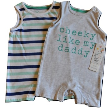 F&F Rampers na Ramiączka 2szt 6-9m 74 Body Pasy Paski Body Szare Rampersy