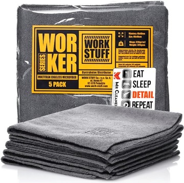 WORK STUFF WORKER 5-PACK ZESTAW 5 UNIWERSALNYCH MIKROFIBR DO AUTA 40X40 CM