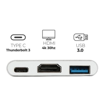 КАБЕЛЬ-АДАПТЕР USB-C HDMI HUB 3IN1 USB TYPE C USB FULL HD 4K