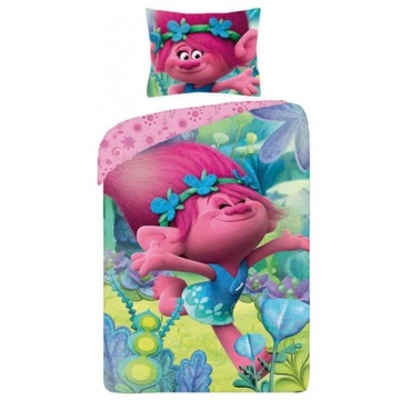 POŚCIEL BAWEŁNIANA DWUSTRONNA 160 X 200 CM TROLLS POPPY TROLLE