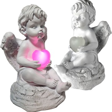 FIGURKA ANIOŁKA ANIOŁ Z SERCEM SERCE LED MULTIKOLOR OZDOBA ZNICZ ŚWIECĄCY