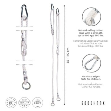 Канат для качелей 100 кг| 2x удлинителя каната для качелей, УДОБНЫЙ УДЛИНИТЕЛЬ