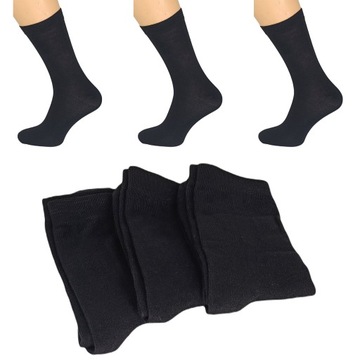 3X SKARPETKI SKARPETY BAWEŁNIANE GARNITUROWE MĘSKIE PREMIUM CZARNE 41-43