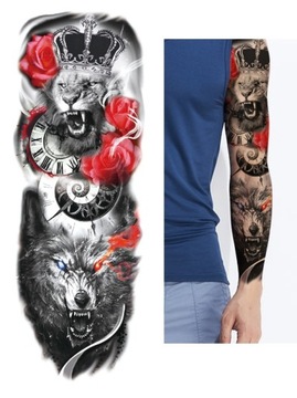 R65 TATUAŻ ZMYWALNY TYMCZASOWY RĘKAW LEW WILK