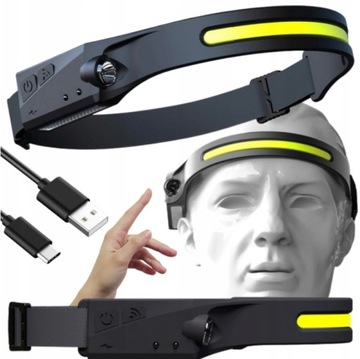 CZOŁÓWKA Latarka CZOŁOWA AKU USB 41 LED Sensor 67g