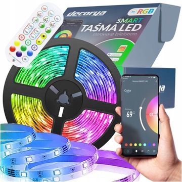 LEDY TAŚMA LED RGB 5050 12V 230V WODOODPORNA WIFI APLIKACJA MOBILN PILOT 5m