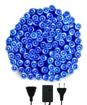 LAMPKI CHOINKOWE LED 200 NIEBIESKIE 12m ŁĄCZENIE