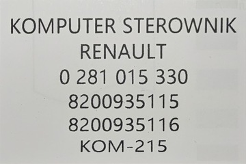 OE JEDNOTKA ŘÍZENÍ MOTORU TRAFIC II FACELIFT VIVARO PRIMASTAR 2.0