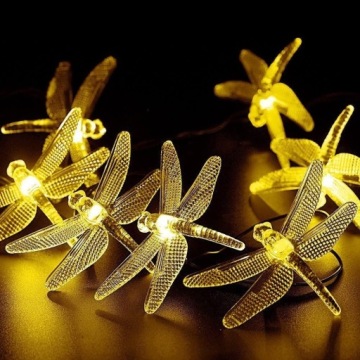 СОЛНЕЧНЫЕ САДОВЫЕ ЛАМПЫ НА УЛИЦЕ ГИРЛАНДЫ СТРЕКОЗЫ 6.5M 30LED ТЕПЛЫЙ БЕЛЫЙ