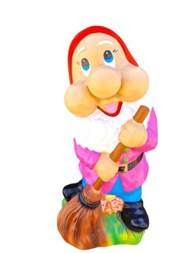 FIGURKA OGRODOWA - MAŁY KRASNAL Z MIOTŁĄ MODEL B