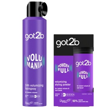 ZESTAW DO WŁOSÓW GOT2B VOLUMANIA LAKIER DO WŁOSÓW 300ML + PUDER 10ML MOCNY