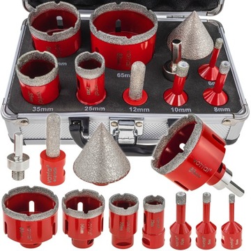 OTWORNICA DO GRESU DIAMENTOWA ZESTAW OTWORNIC 6-65MM BETONU GRANITU ADAPTER