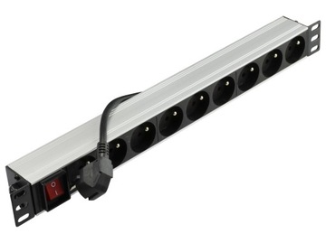 NEKU Listwa zasilająca RACK 19'' 1U 9 gn wyłącznik