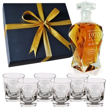 Komplet karafka + 6 szklanek z grawerem - wyjątkowy prezent! DO WHISKY
