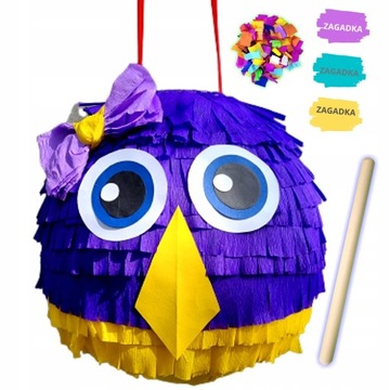PINIATA SOWA FIOLETOWA NA URODZINY PINATA GRATISY