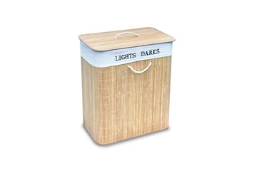 БАМБУКОВАЯ КОРЗИНА ДЛЯ БЕЛЬЯ, ДВУХКОМБОННЫЙ КОНТЕЙНЕР, 100 Л