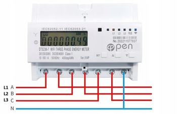 Счетчик электроэнергии 3 фазы 80А SMART TUYA WiFi