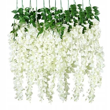 12 SZT Glicynia 110 cm Kwiaty Girlanda Biała XXL