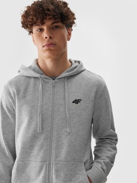4F ТОЛСТОВКА МУЖСКАЯ, СПОРТИВНАЯ, С КАПЮШОНОМ - СЕРАЯ, размер S