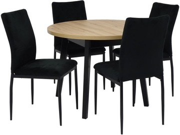 Zestaw STÓŁ OKRĄGŁY ROZKŁADANY 100/130 ARTISAN i 4 krzesła TAPICEROWANE