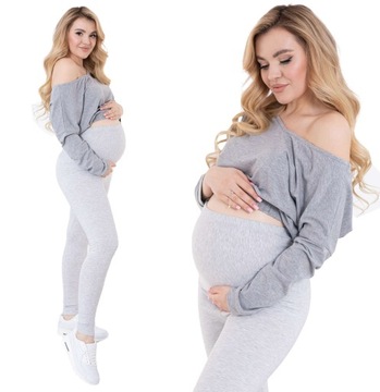 LEGGINSY CIĄŻOWE BAWEŁNIANE DŁUGIE GETRY PANEL LEGINSY M