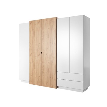 Szafa do Sypialni Garderoba Biała Dąb Craft Złoty 230cm