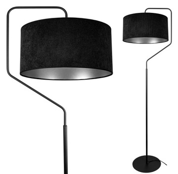 LAMPA STOJĄCA PODŁOGOWA NOWOCZESNA CHROM WELUR SZTRUKS ABAŻUR 40CM LOFT LED