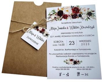 Zaproszenia na Ślub Ślubne Rustykalne Boho EKO
