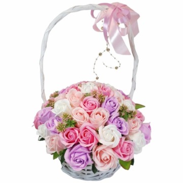КРАСИВЫЙ большой букет-корзина мыльных роз 50 шт мыльные цветы в ПОДАРОК