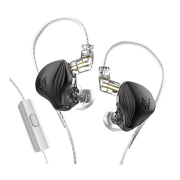 Podwójne hybrydowe słuchawki douszne 0,75 mm 2Pin HiFi Bass Wyjmowane czarne z mikrofonem