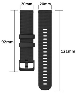 PASEK UNIWERSALNY 20mm do ZEGARKA SMARTWATCH SAMSUNG HUAWEI XIAOMI CZARNY