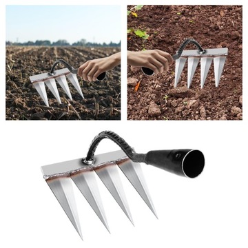 Грабли для удаления сорняков. Грабли для газона и листвы. Грабли для приусадебного участка, 4 зубца.