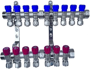 X-HOME ROZDZIELACZ PEX 1” x 16 mm 9 OBWODY WODY ZIMNEJ 7 OBWODY CIEPŁEJ