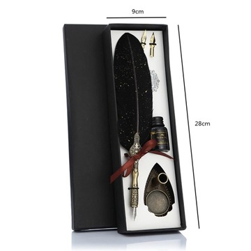 Retro Calligraphy Feather Dip Pen with 2 Nib Set Quill Fountain Writing