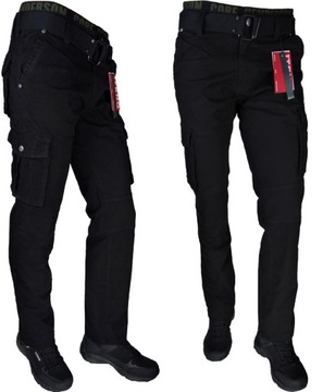 ЧЕРНЫЕ Брюки-карго стрейч с поясом Различные размеры 34 IT/Th часть