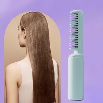 Akumulatorowa prostownica do włosów Szczotka Elektryczny gorący grzebień Wielofunkcyjny zielony