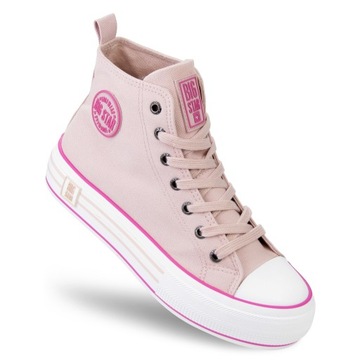 TRAMPKI damskie buty BIG STAR tenisówki różowe wysokie LL274186 36