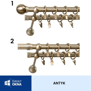 KARNISZ METALOWY FI 19 PODWÓJNY 200 CM METAL