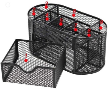 МЕТАЛЛИЧЕСКИЙ НАСТОЛЬНЫЙ ОРГАНАЙЗЕР ДЛЯ ИНСТРУМЕНТОВ С 9 ОТДЕЛЕНИЯМИ для заметок и ручек