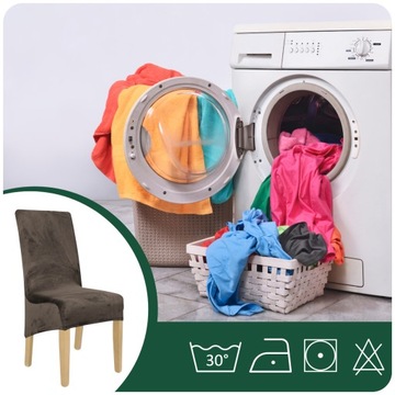 ПОКРЫТИЕ НА СТУЛ XL КАКАО КОРИЧНЕВЫЙ ЭЛАСТИЧНЫЙ ВЕЛЮР ПЛОТНЫЙ УНИВЕРСАЛЬНЫЙ